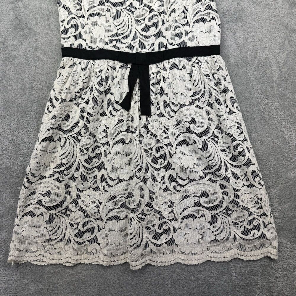 Monteau Dress Women's Large White Black Sleeveless Mini Preppy Work Lace Formal - Picture 14 of 16